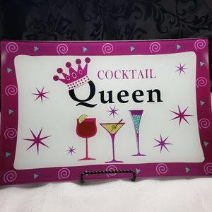 Cocktail Queen Glass Tray